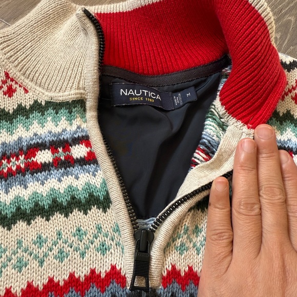 Nautica Men's Zip Up Sweater -size M - Picture 4 of 6